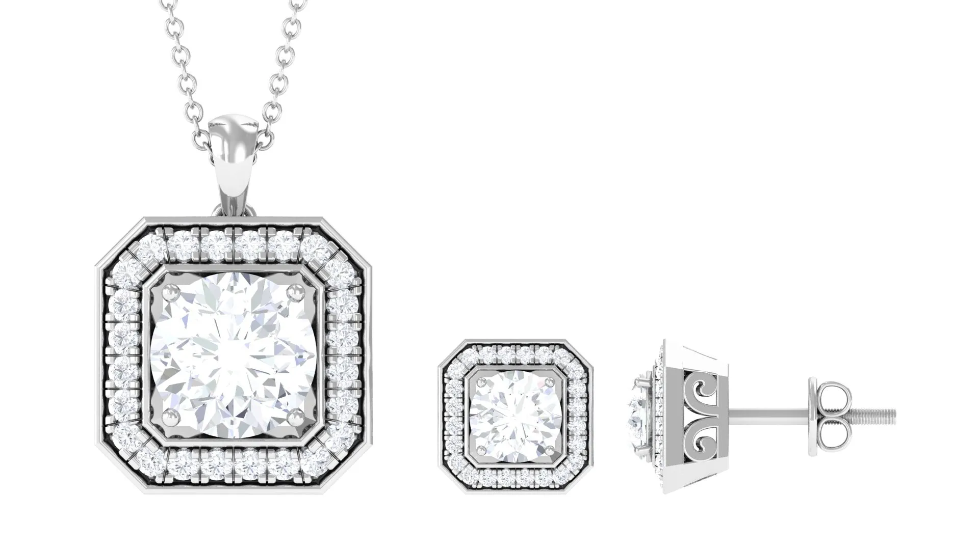5.25 CT Vintage Inspired Cubic Zirconia Jewelry Set in Gold