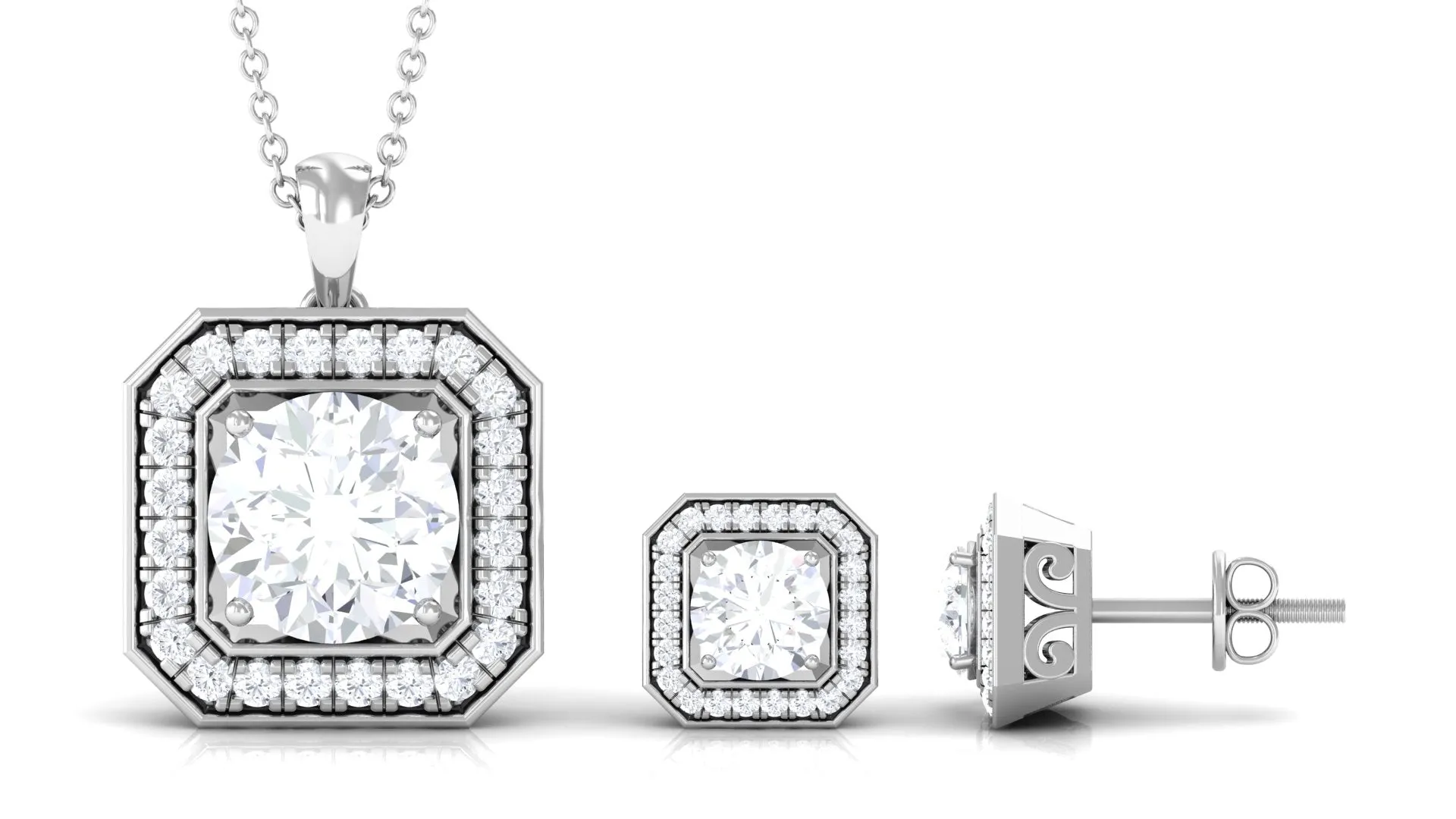 5.25 CT Vintage Inspired Cubic Zirconia Jewelry Set in Gold