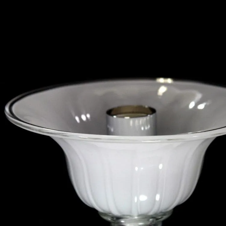 6 Light Handblown White Murano Glass Chandelier