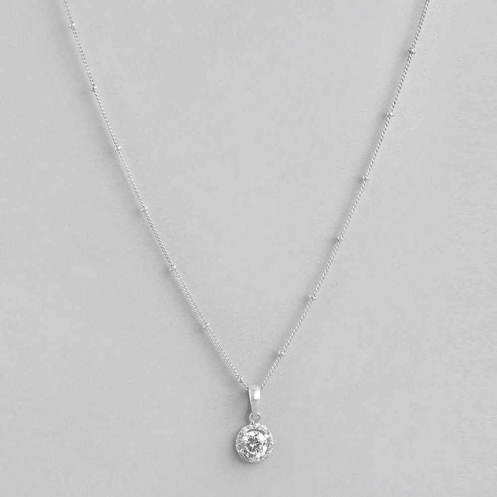 92.5 Silver White Zircon Loop Necklace