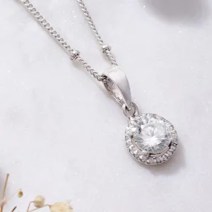 92.5 Silver White Zircon Loop Necklace