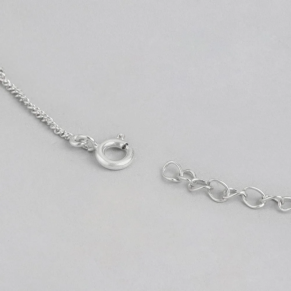 92.5 Silver White Zircon Loop Necklace