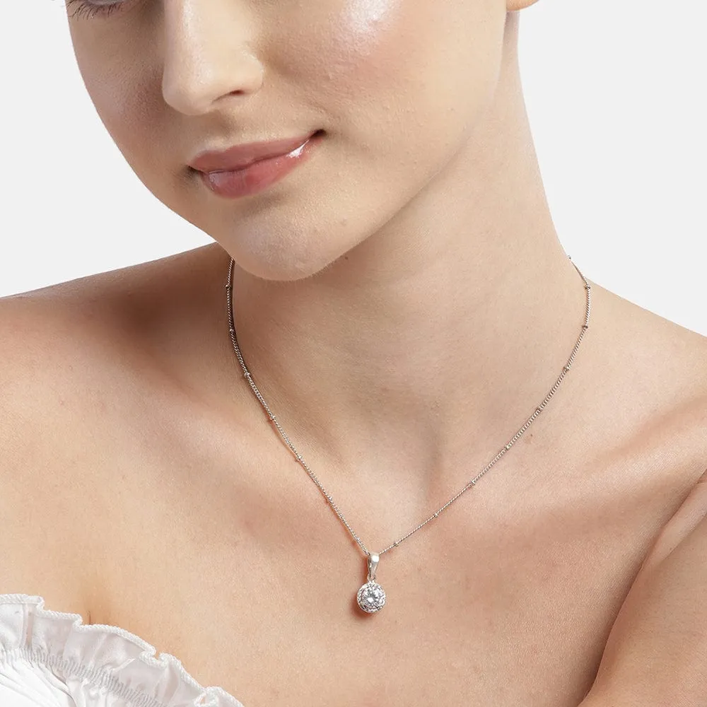 92.5 Silver White Zircon Loop Necklace