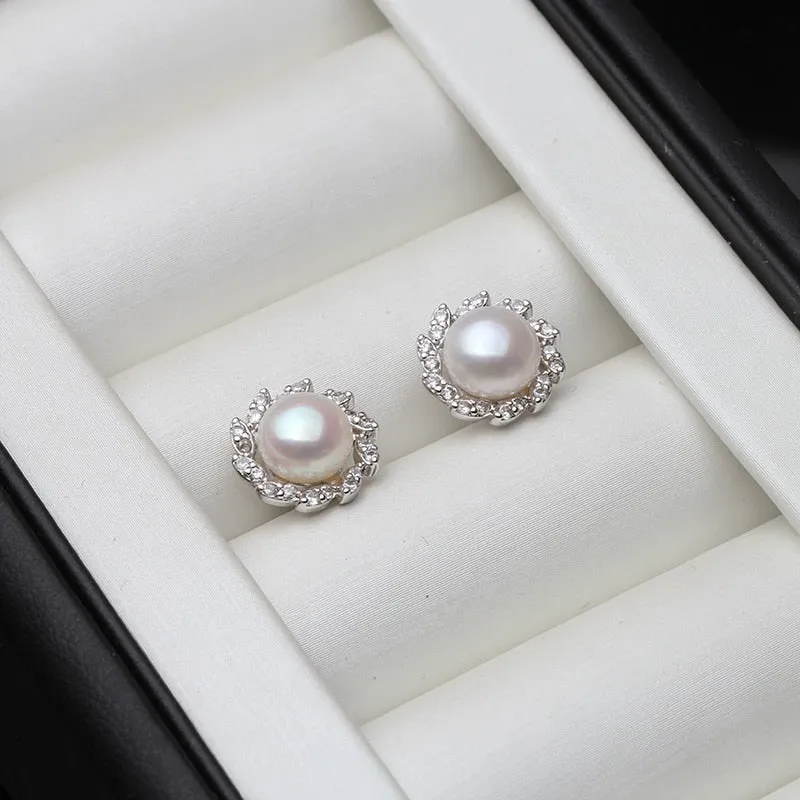 925 Sterling Silver Stud Earring with Freshwater Pearl