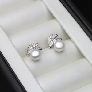 925 Sterling Silver Stud Earrings Freshwater pearl Earring