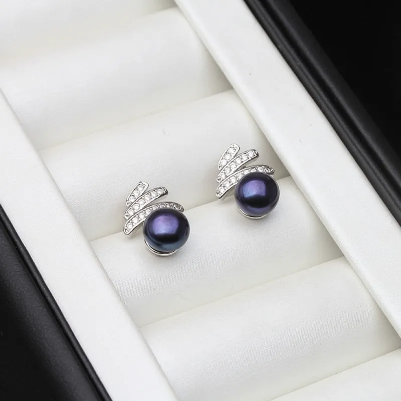925 Sterling Silver Stud Earrings Freshwater pearl Earring