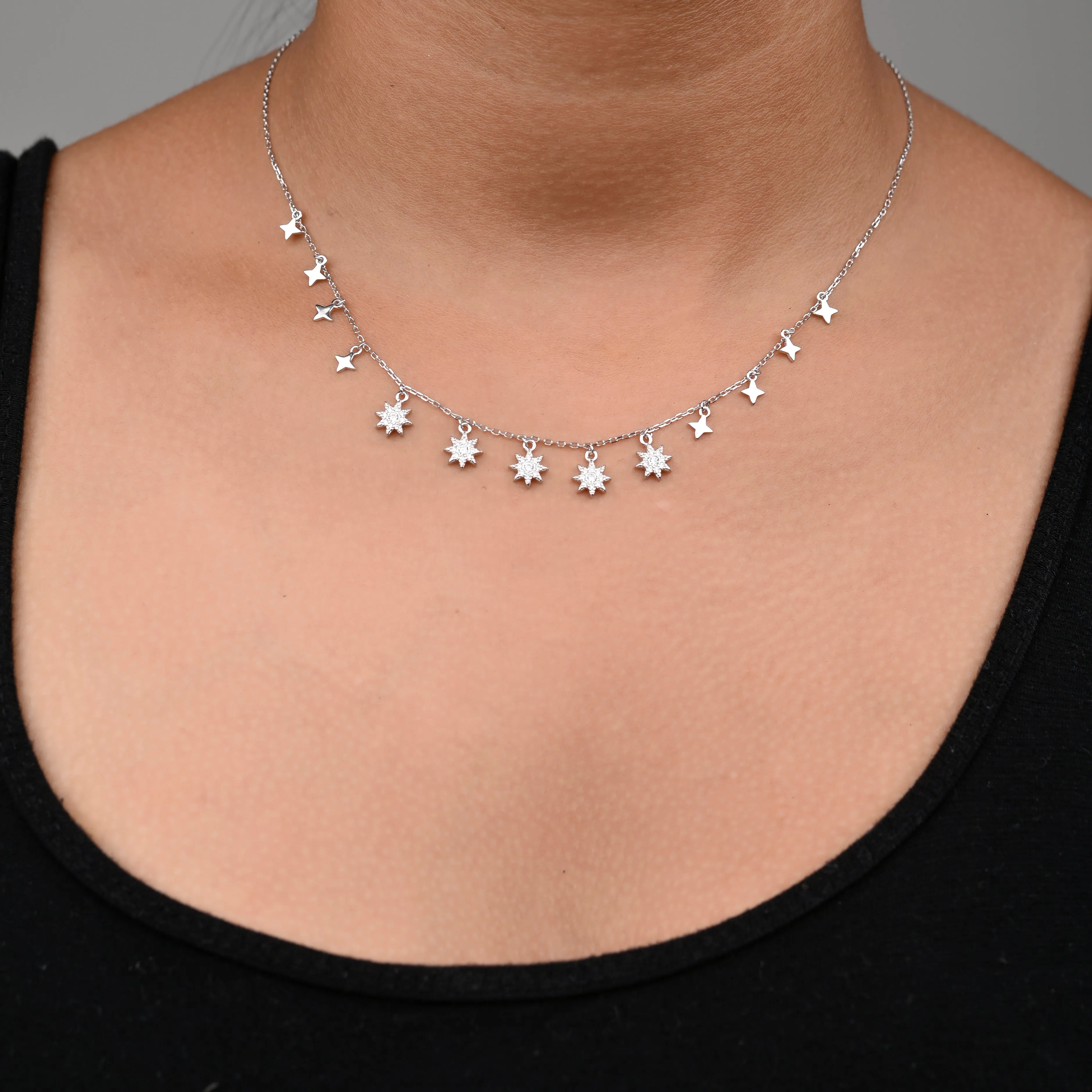 925 sterling silver white gold Charms silver neckalce for women and girls I With certificate of Authenticity 925 stamp