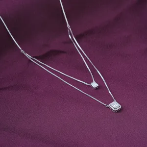 925 sterling silver white gold double chain silver /Neckalce to gift for women and girls I With certificate of Authenticity and 925 stamp