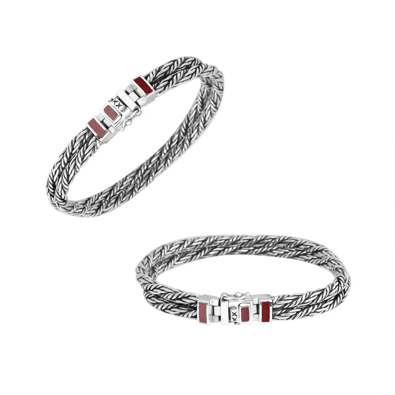 AB-1102-CR Sterling Silver Bracelet With Coral