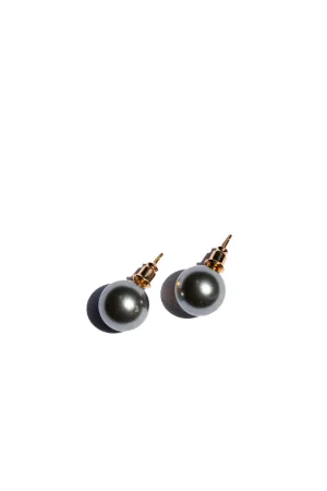 Alexis — Black faux pearl stud earrings