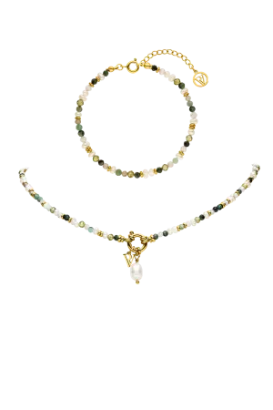Amalfi Green Bead Set Gold