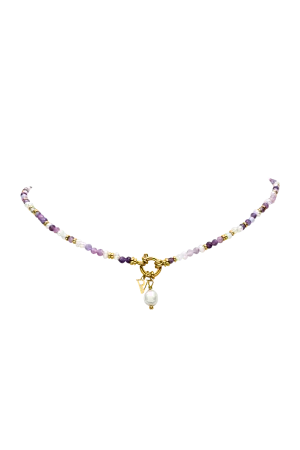 Amalfi Lilac Bead Necklace 14K Gold Plated