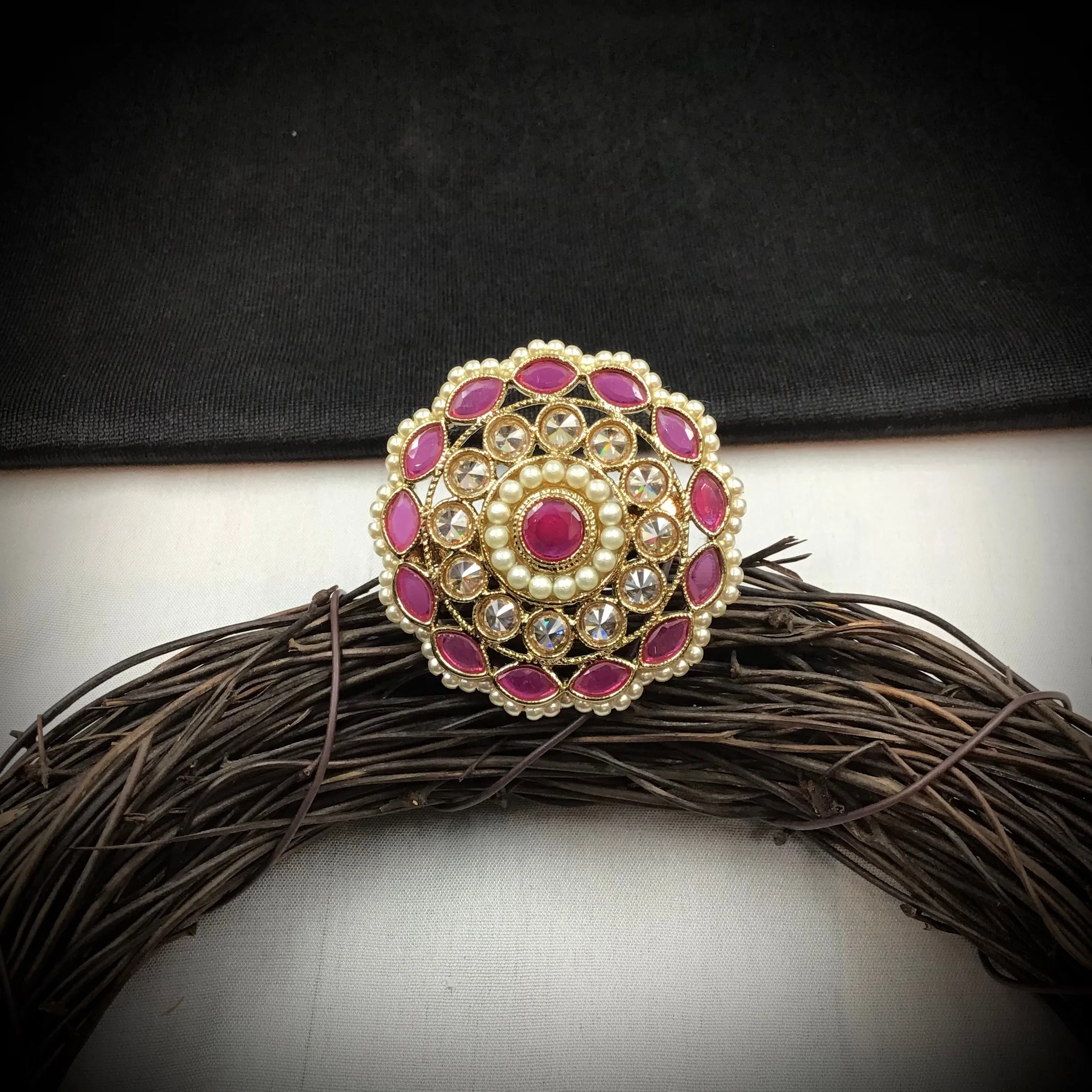 Antique Finish Cocktail Ruby Ring 19853-7037