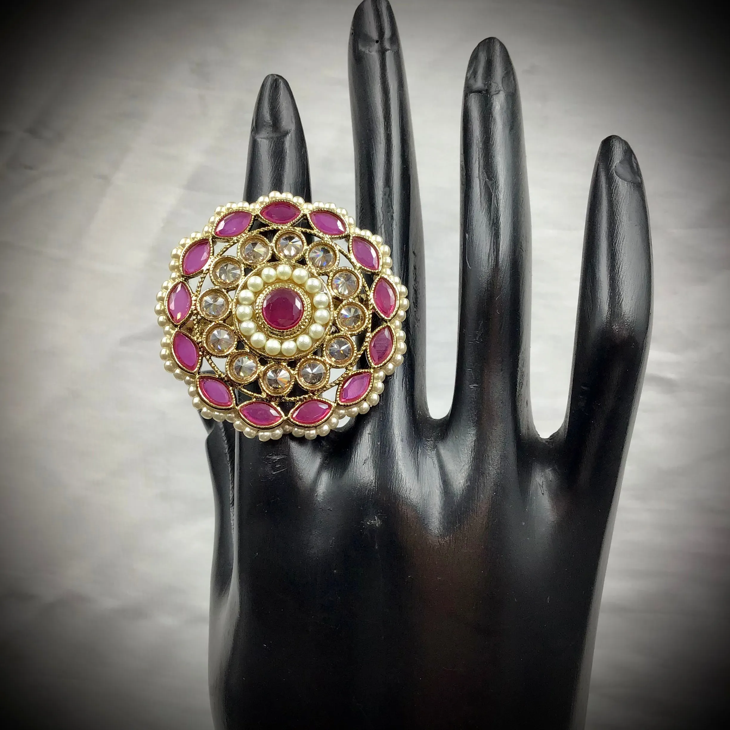 Antique Finish Cocktail Ruby Ring 19853-7037