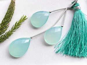 Aqua Blue Onyx Pear Shape faceted Briolette