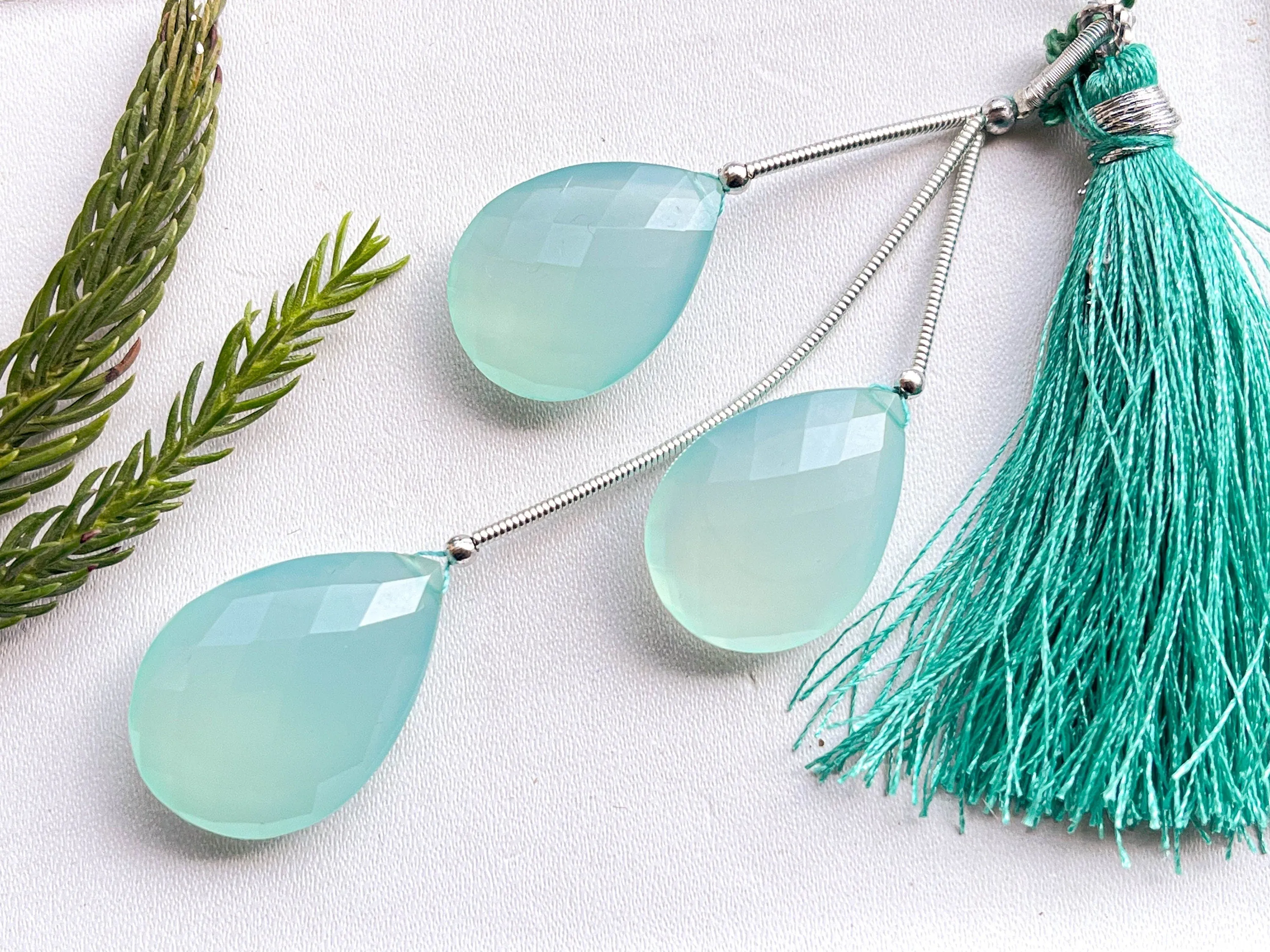 Aqua Blue Onyx Pear Shape faceted Briolette