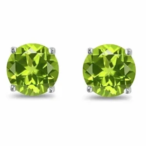August Birthstone Peridot 925 Sterling Silver Round Cz Stud Earring