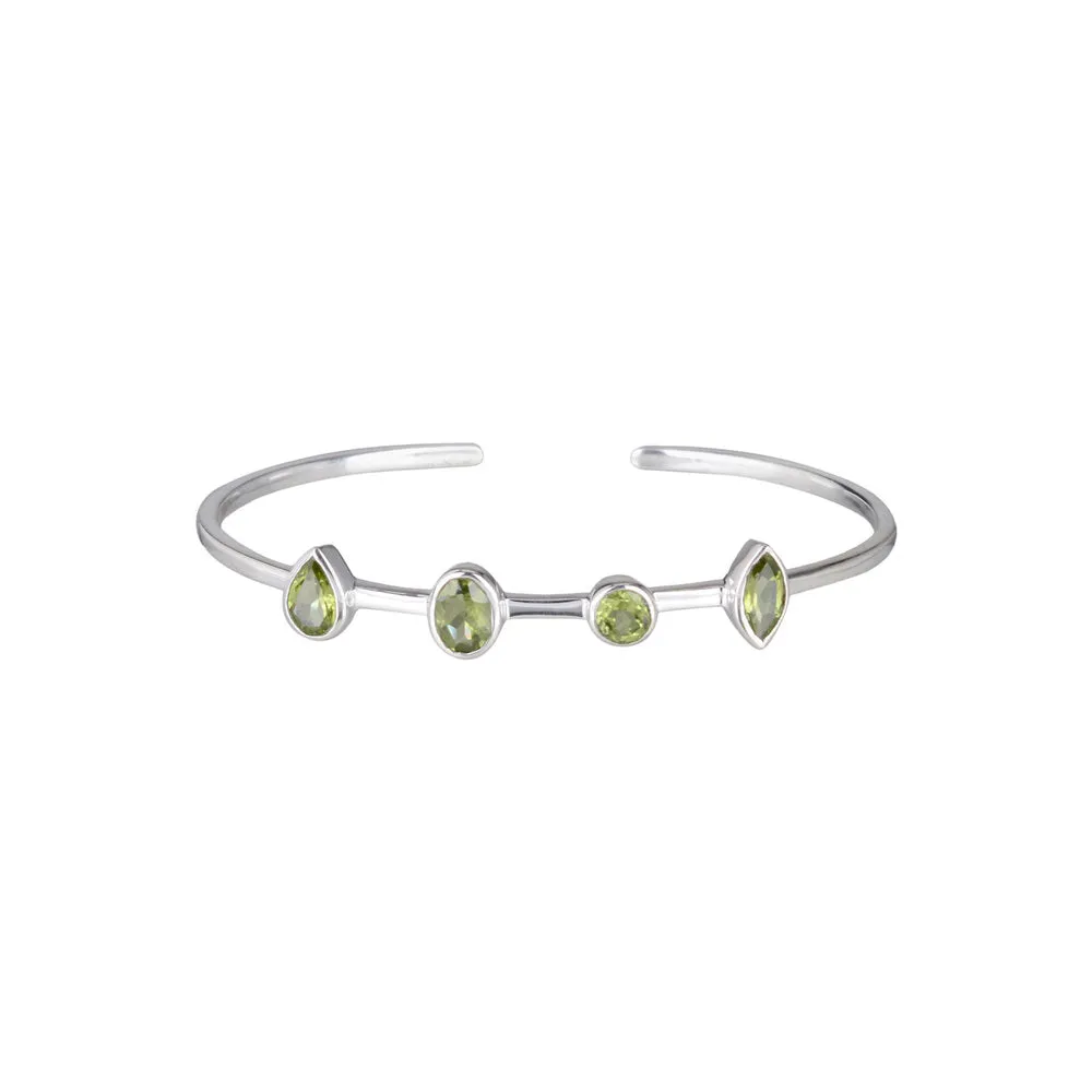August Birthstone Peridot Cuff, Sterling Silver