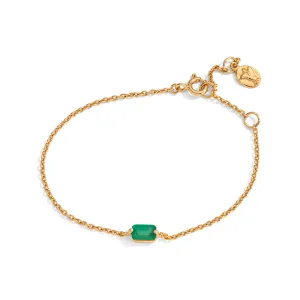 Baguette Mini Bracelet, Green Onyx, Gold