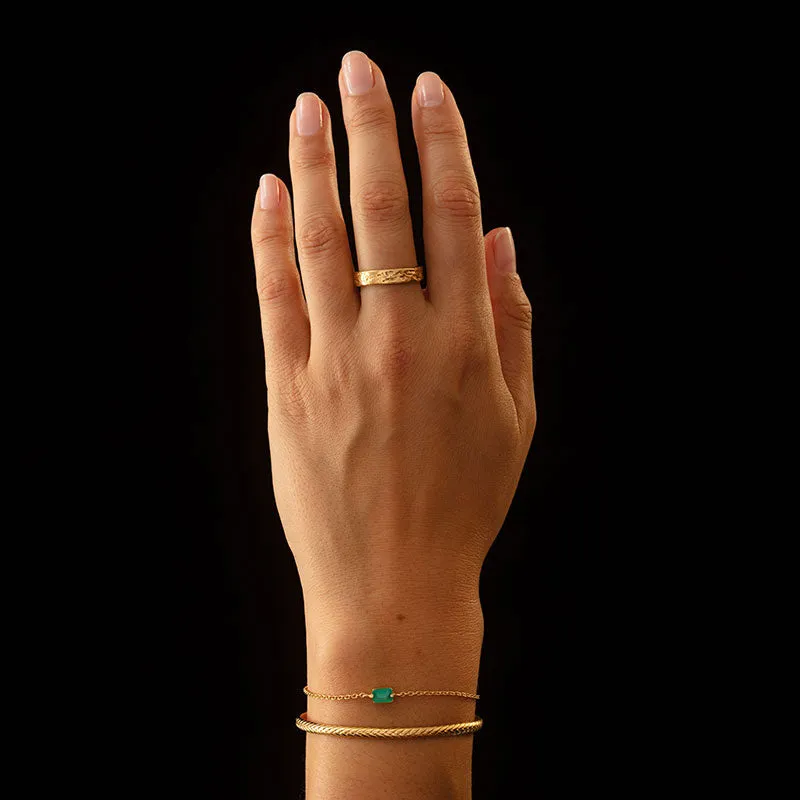 Baguette Mini Bracelet, Green Onyx, Gold