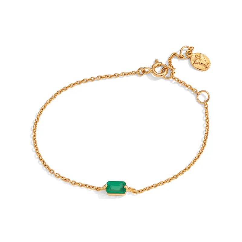 Baguette Mini Bracelet, Green Onyx, Gold