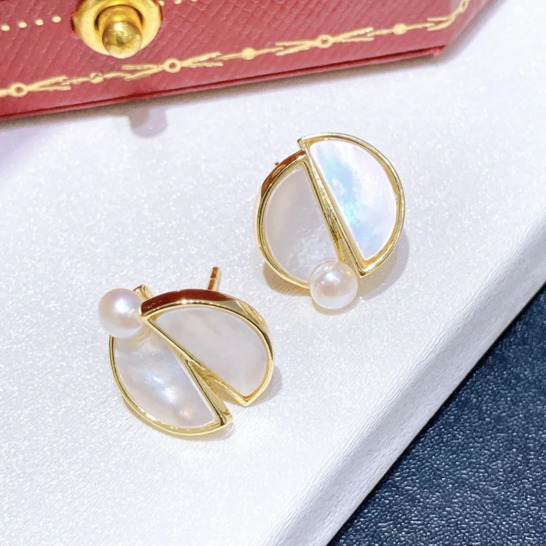 Beatles and shell design real freshwater pearl earrings