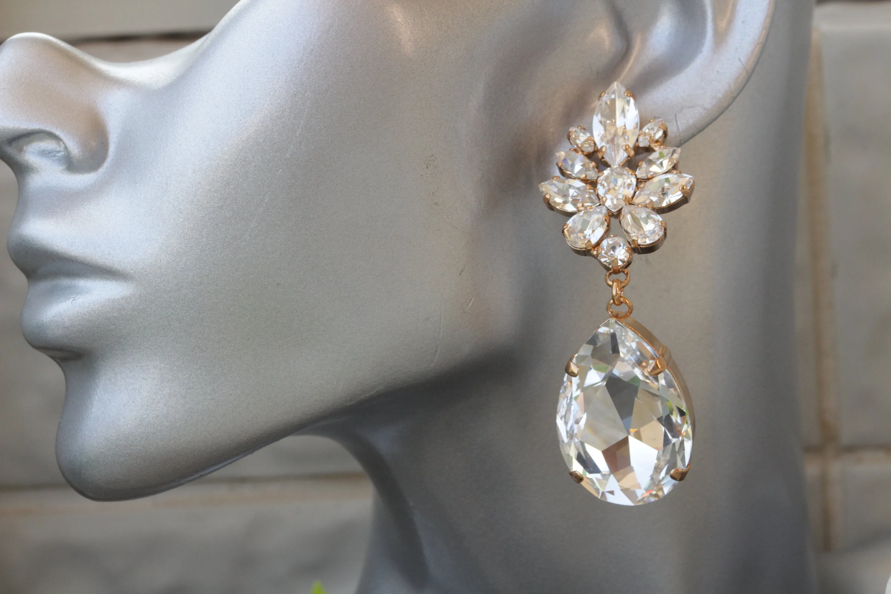 BIG CHANDELIER EARRINGS Crystal Long Earring