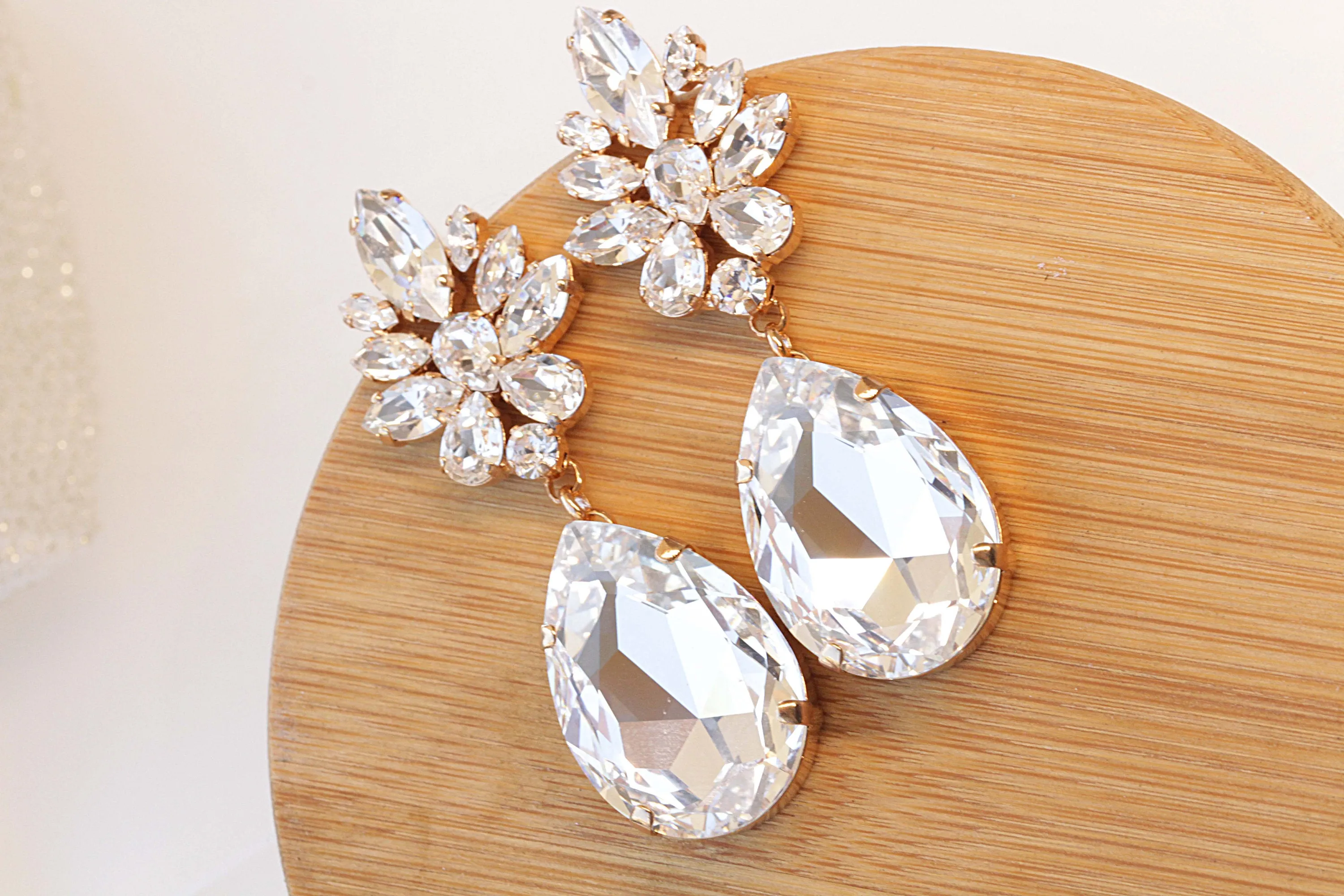 BIG CHANDELIER EARRINGS Crystal Long Earring