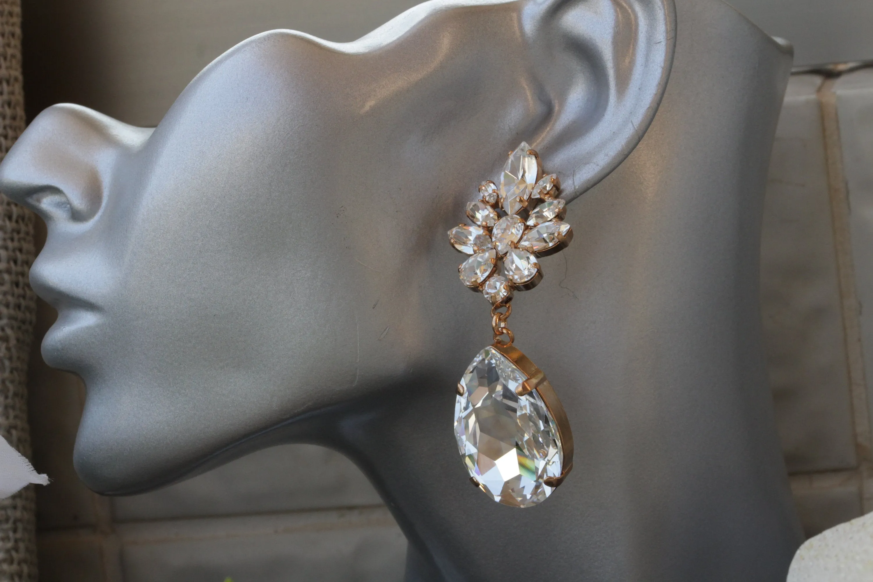 BIG CHANDELIER EARRINGS Crystal Long Earring