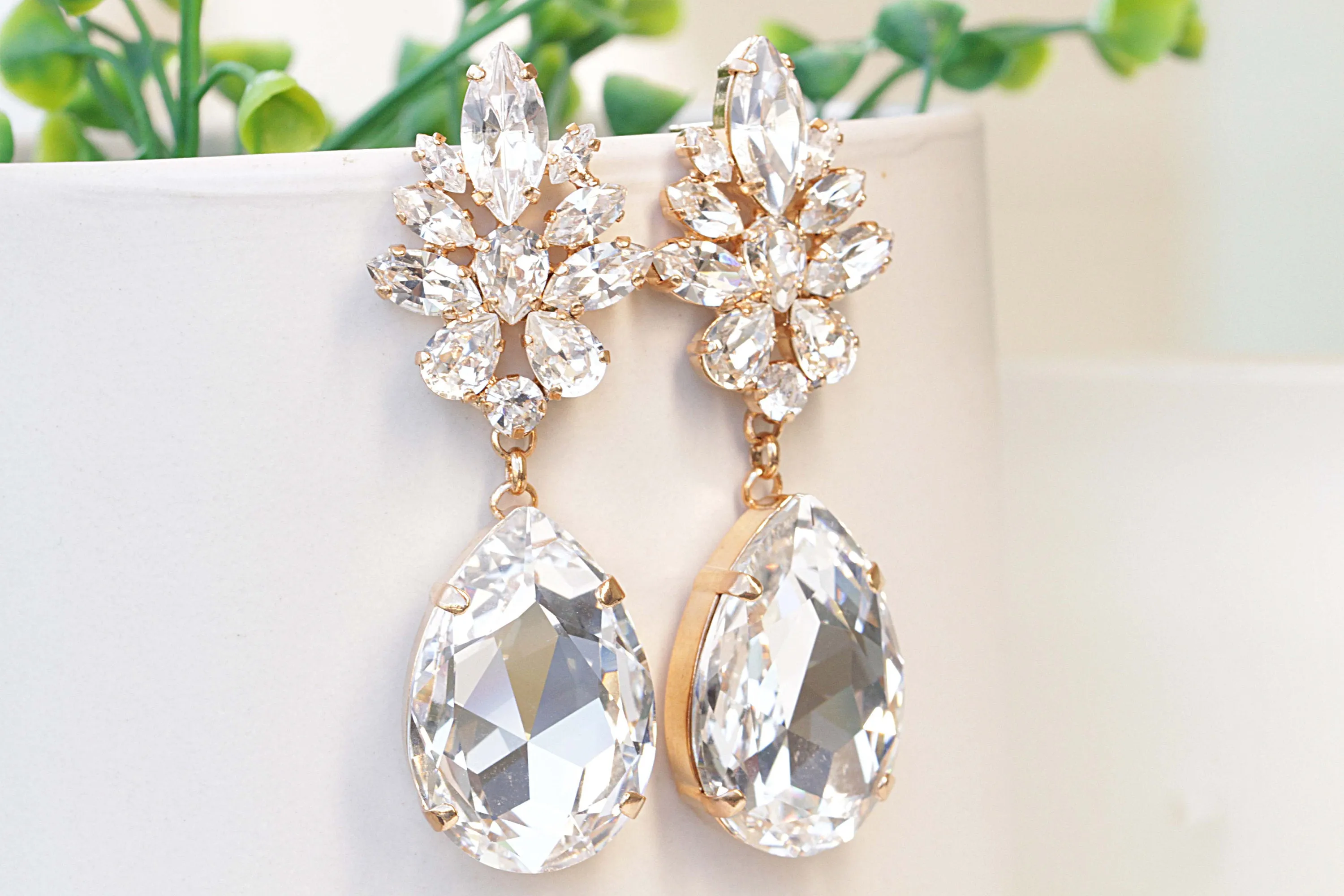 BIG CHANDELIER EARRINGS Crystal Long Earring