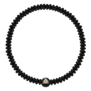 Black Enameled Large Gold Ball With White Diamond Gemstone Bracelet