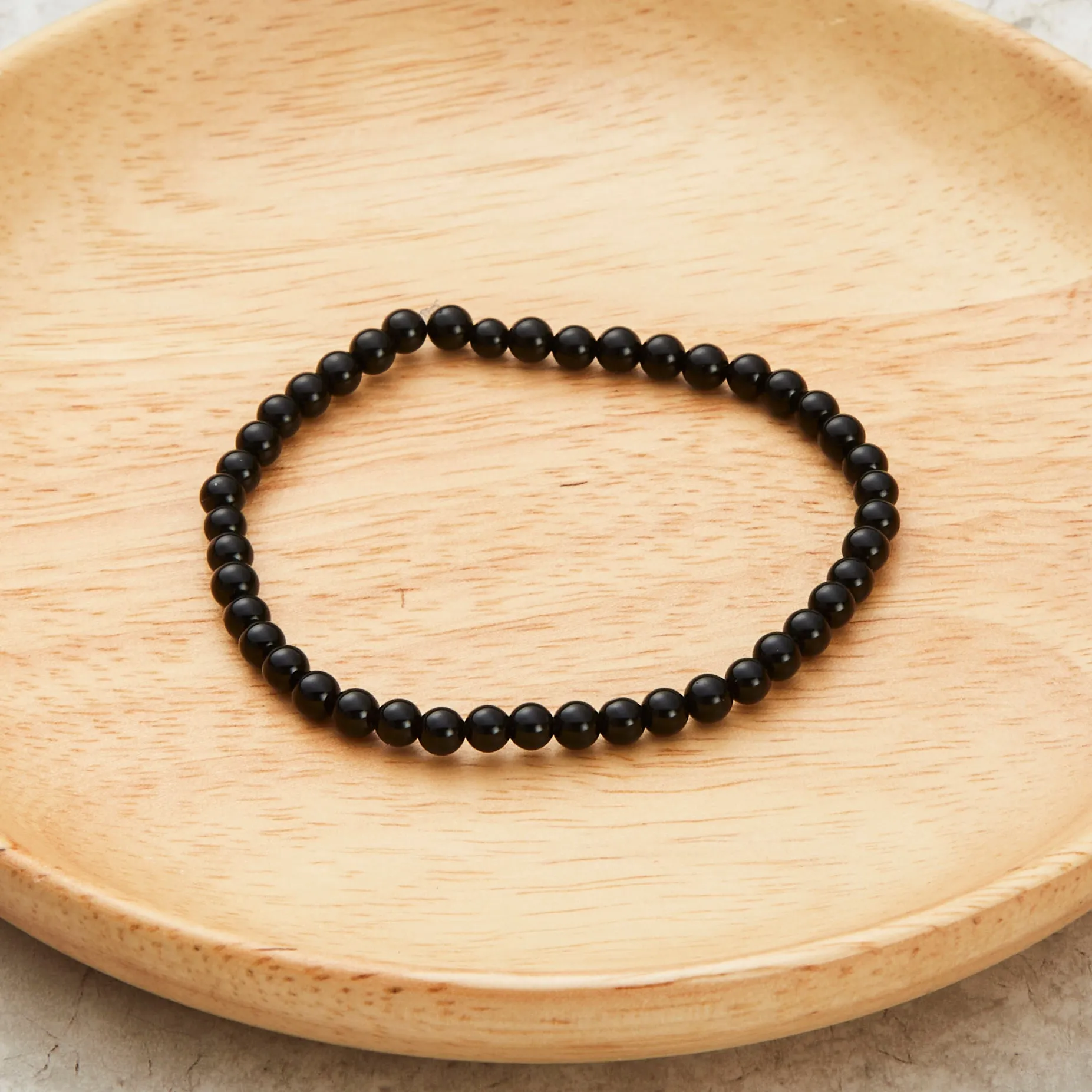 Black Onyx Mini Beaded Gemstone Stretch Bracelet