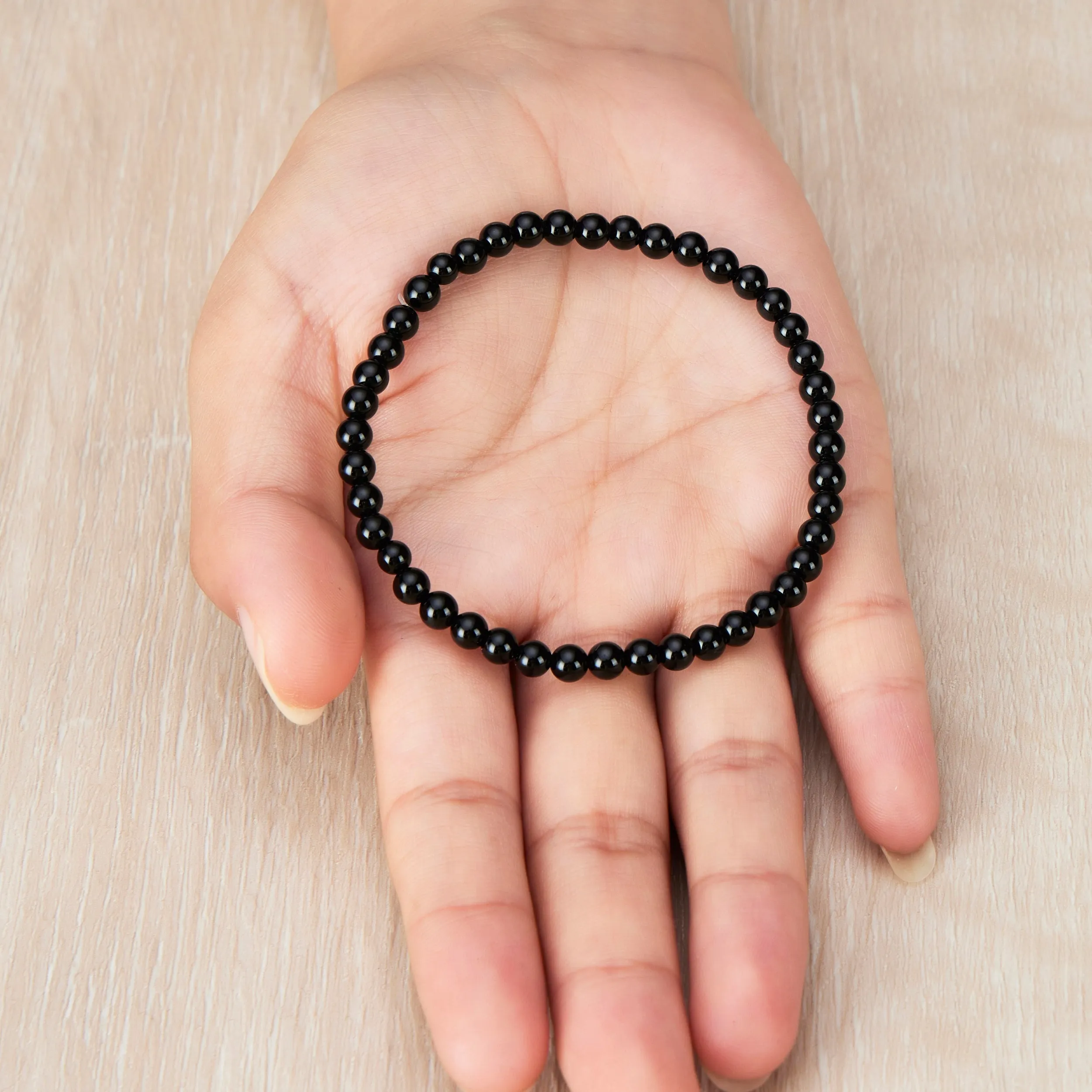 Black Onyx Mini Beaded Gemstone Stretch Bracelet