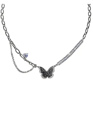 Black Zircon Butterfly Necklace
