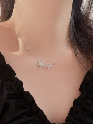 Butterfly Necklace Zircon 925 Sterling Silver