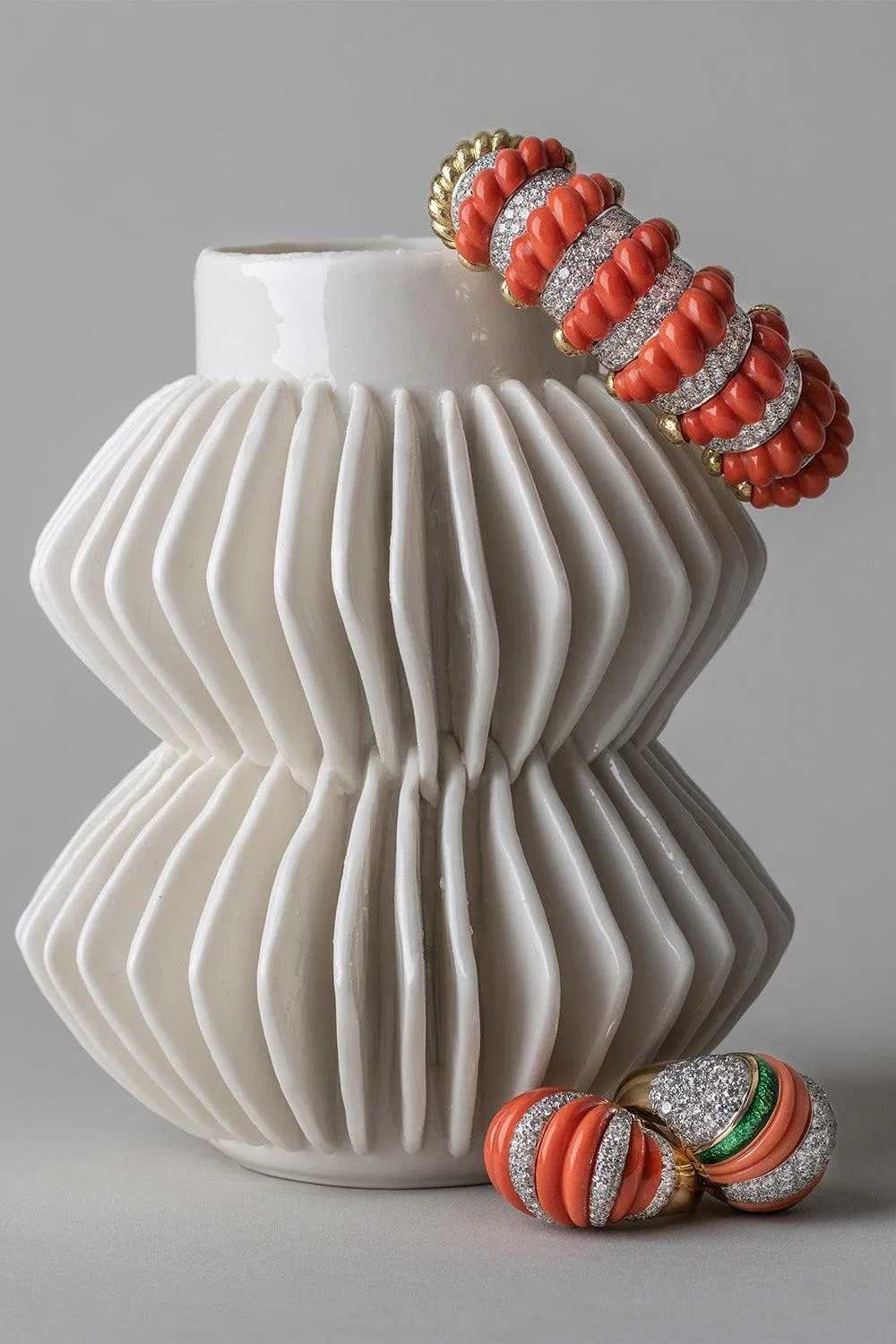 Carved Coral Cuff Bracelet