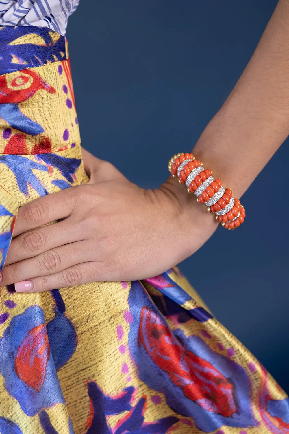 Carved Coral Cuff Bracelet