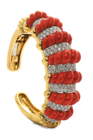 Carved Coral Cuff Bracelet
