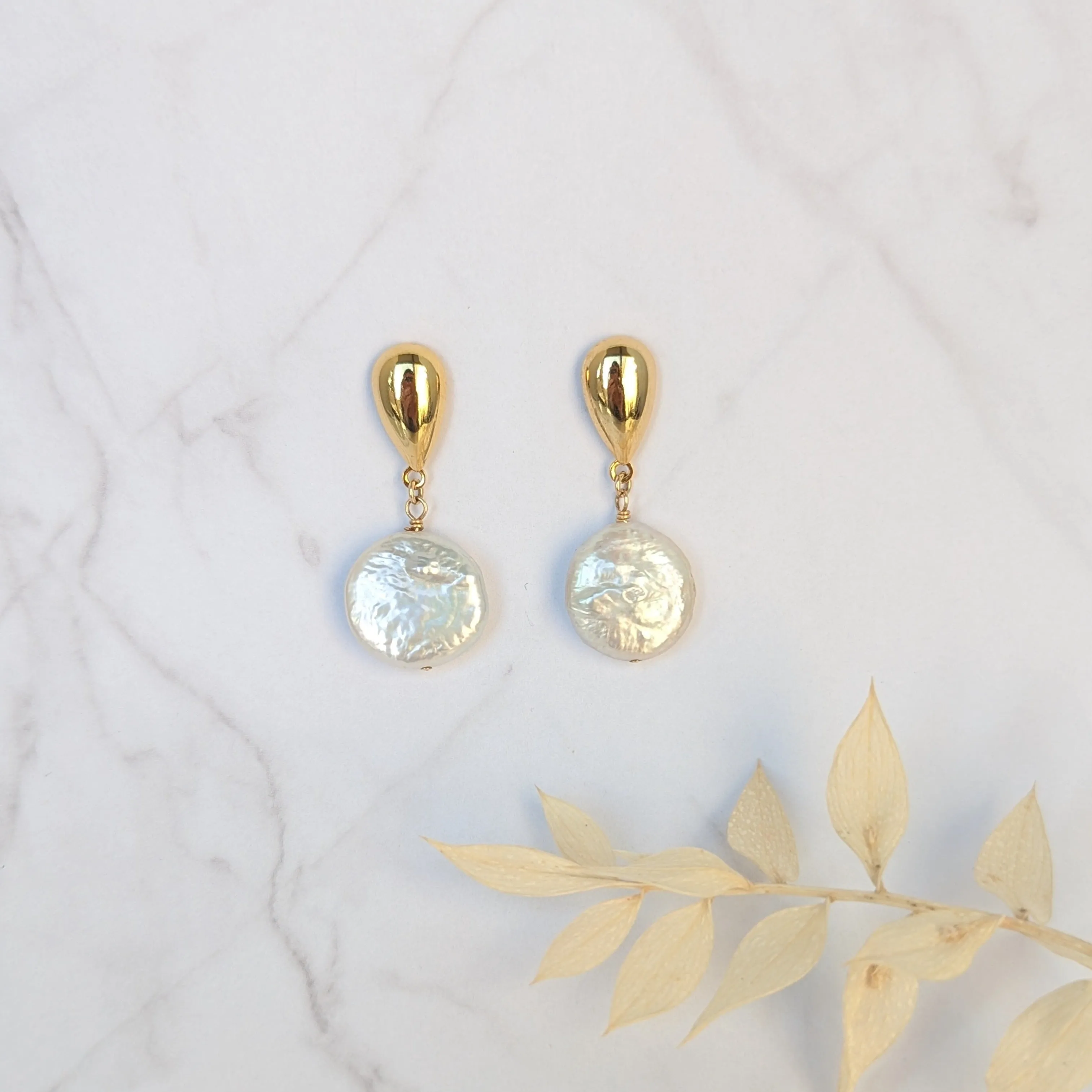 CHANTELLE Coin Pearl Drop Earrings