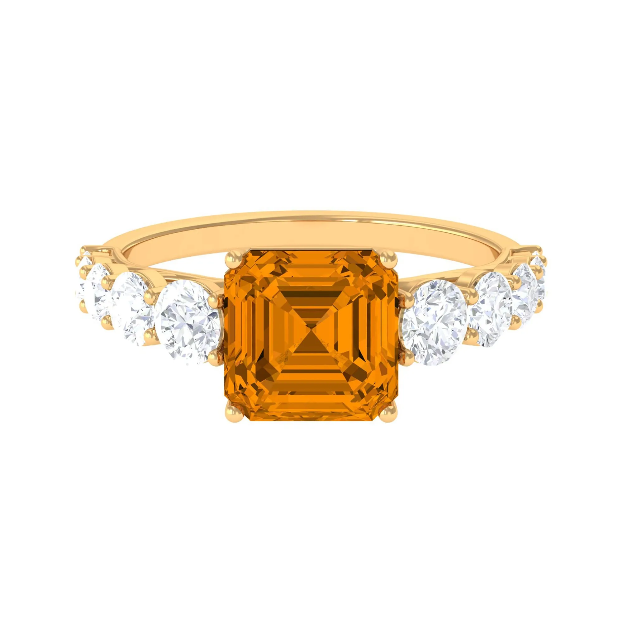 Citrine and Moissanite Engagement Ring