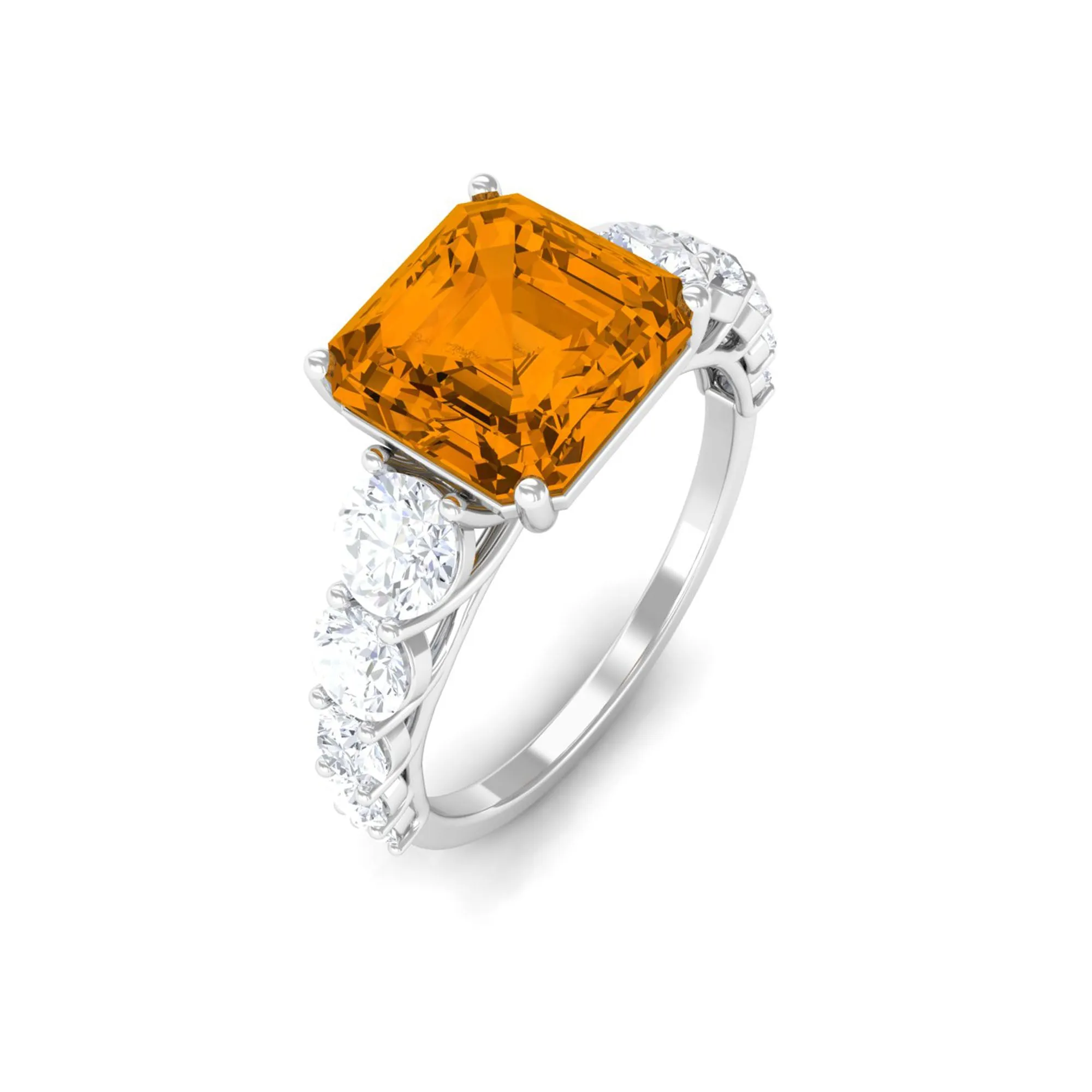 Citrine and Moissanite Engagement Ring
