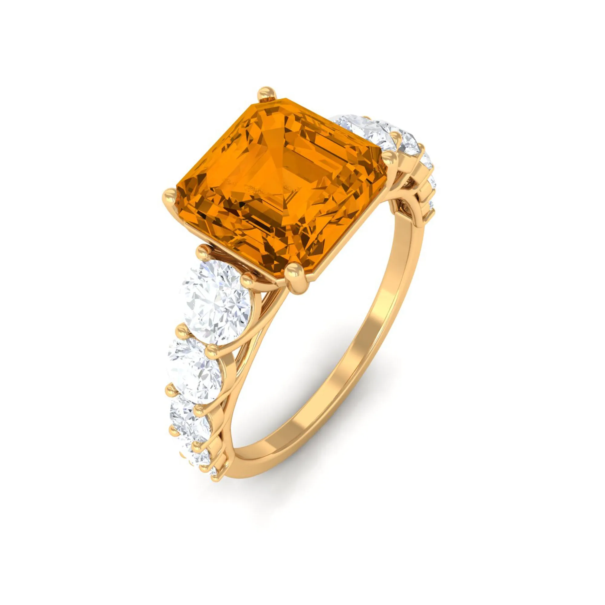 Citrine and Moissanite Engagement Ring