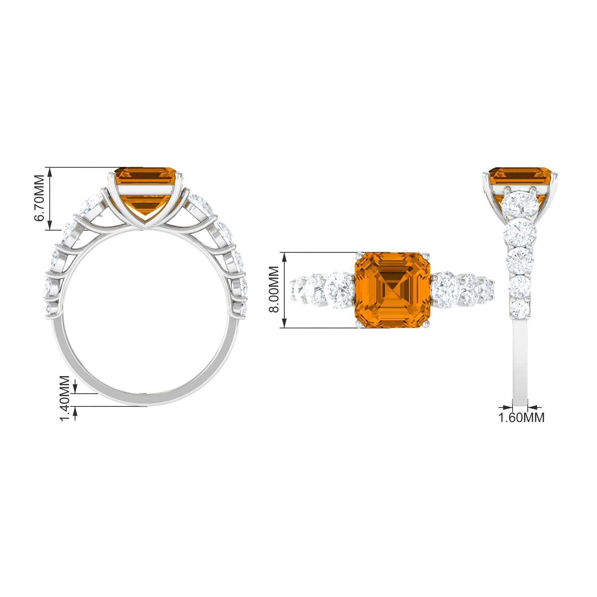 Citrine and Moissanite Engagement Ring