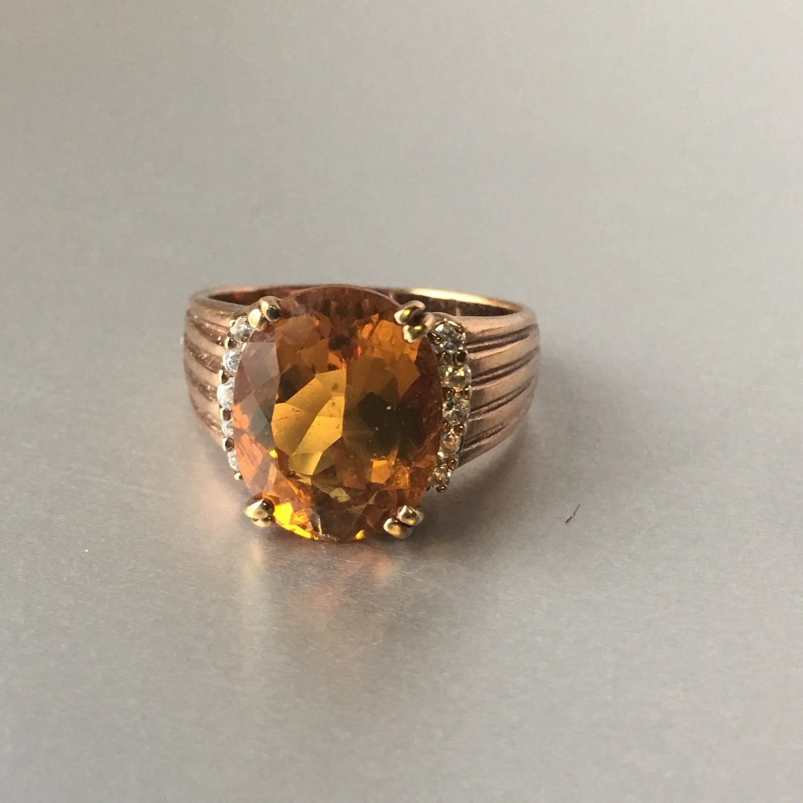 Citrine Yellow Rhinestone Cocktail Ring Contemporary Jewelry
