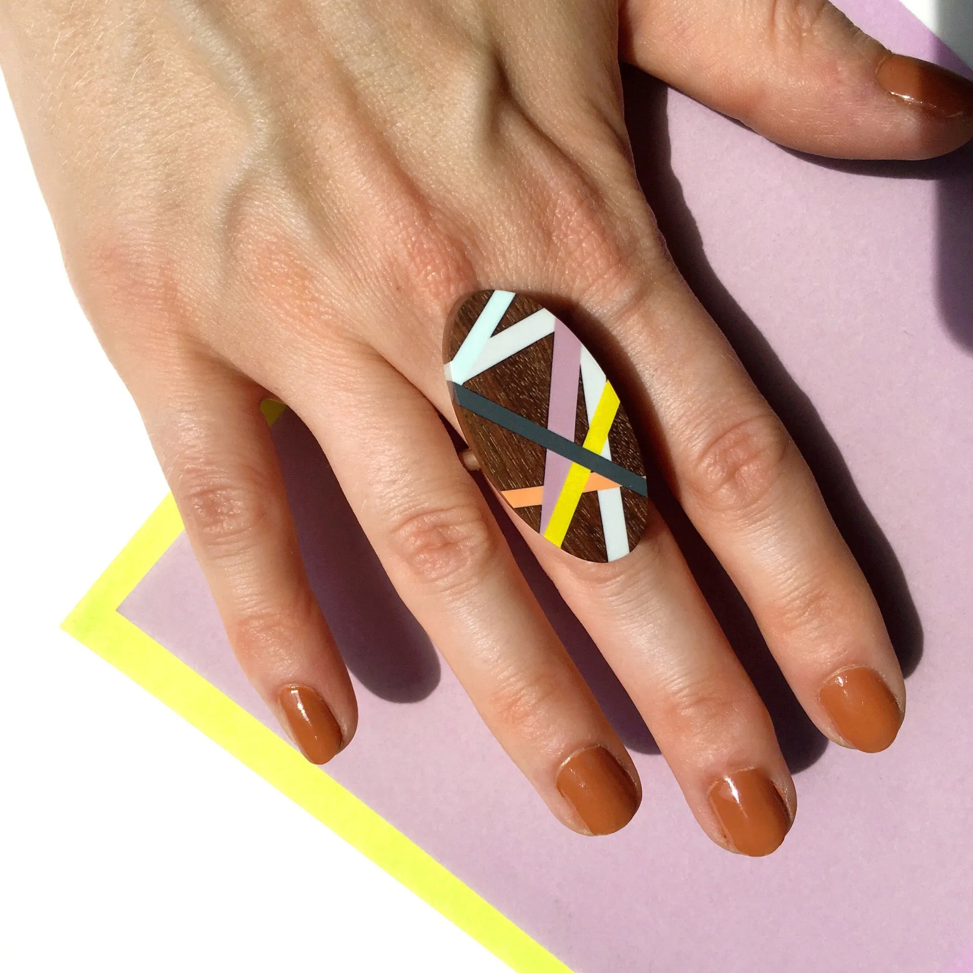 Citron Lilac Wood Cocktail Ring