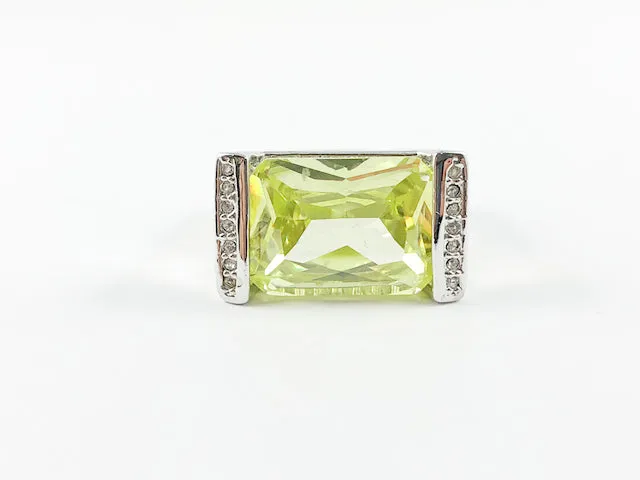 Classic Elegant Rectangular Peridot Brass Ring