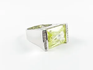 Classic Elegant Rectangular Peridot Brass Ring