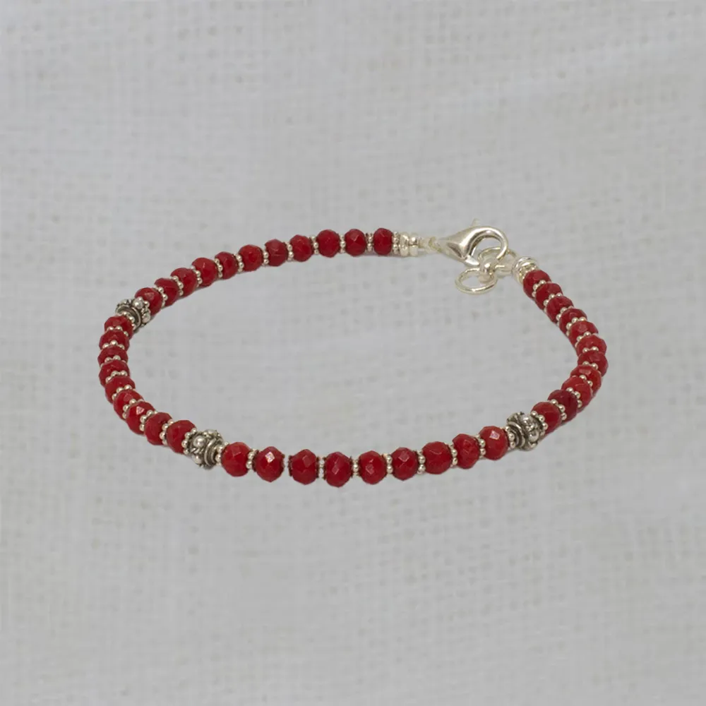 Coral and Silver Bracelet