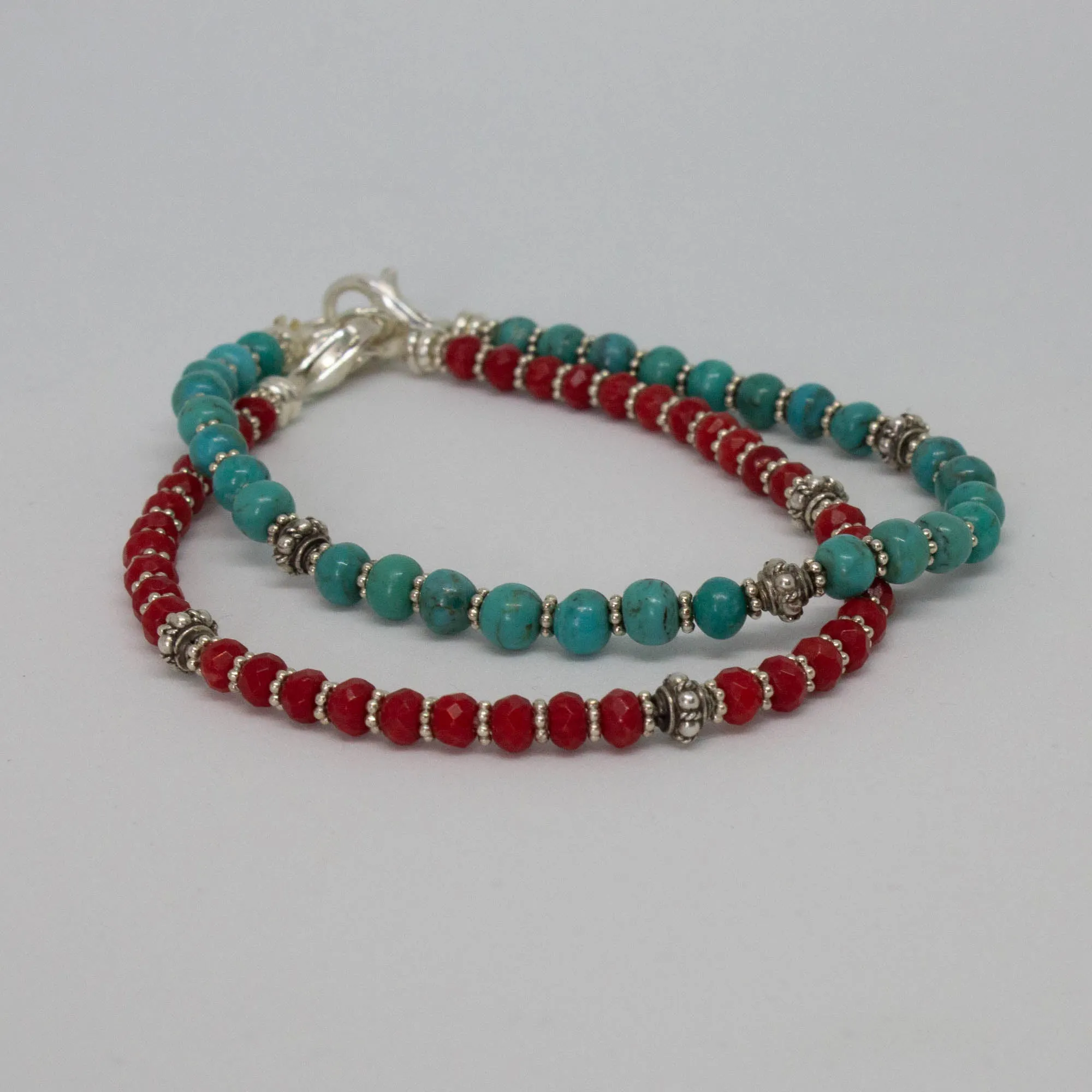 Coral and Silver Bracelet