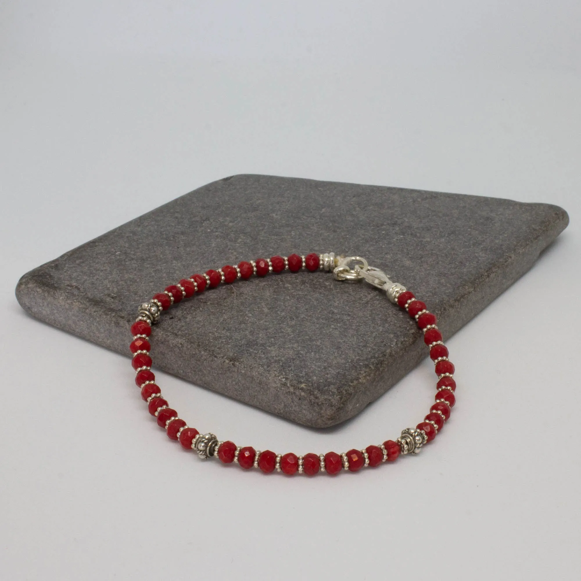 Coral and Silver Bracelet
